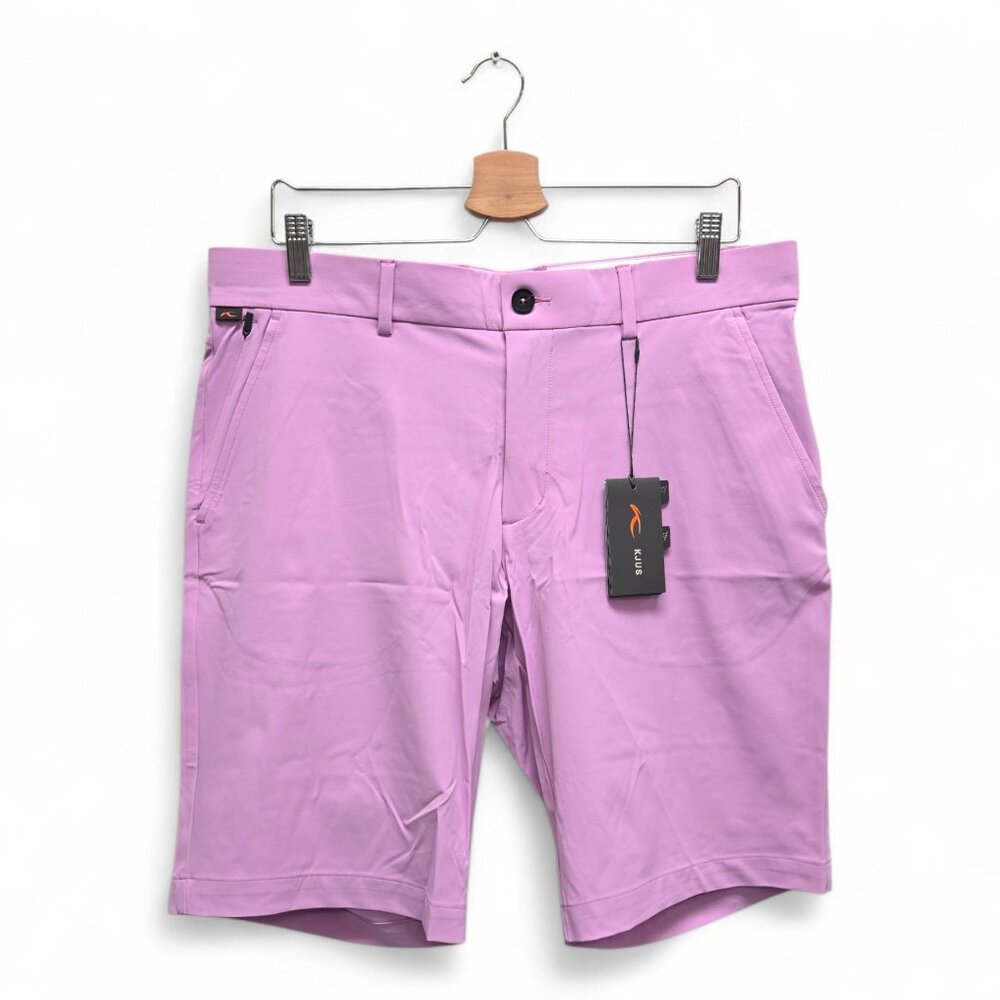Kjus Men's Iver Regular Fit Solid Golf Shorts Size 36 Purple NWT